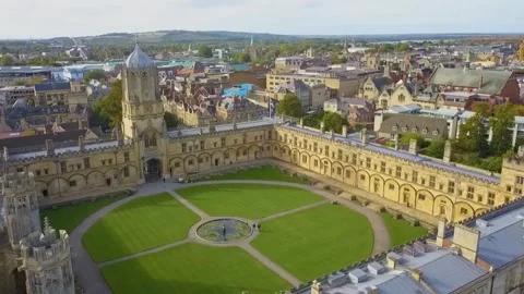 High Angle view of a Cathedral School, Drone Footage, HD, 25F Stock Footage 170825474