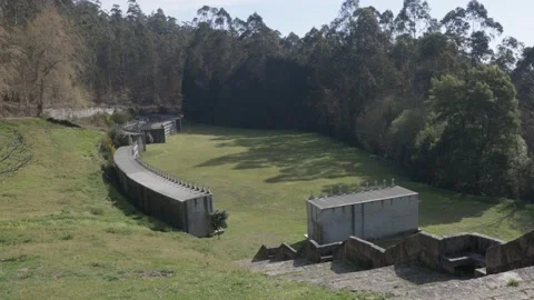High angle View of a cemetery surrounded by a forest Видео 150955051