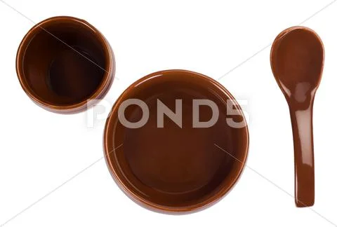 High angle view of ceramic kitchen utensils Stock Photos