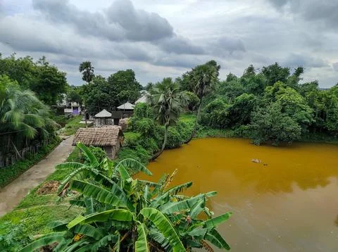 A high angle view of the charm and quiet rhythm of the countryside. Fotos Stock