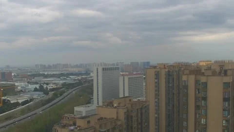 High Angle View of Chengdu Urban Skyline and Highway Traffic China Stock Footage 333497143
