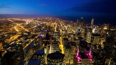 High Angle view of Chicago Between Dusk and Night Video stock 76761982