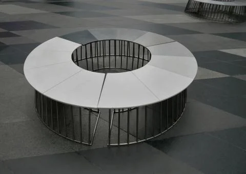 High Angle View of Circular Seat with Welded Steel Tubes Support Foto stock