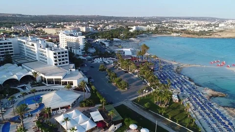 High angle view of city and  beach resort Stock Footage 78561967