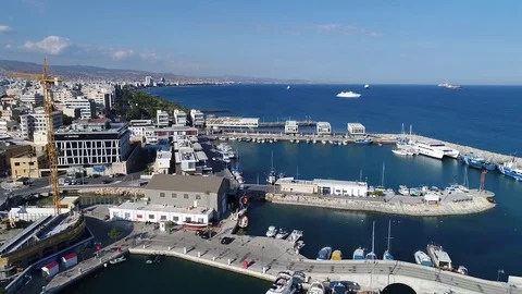 High angle view of city on the coast, Cyprus Stock Footage 78355871