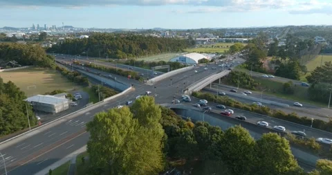High-angle view of city highway intersection. NORTHCOTE INTERSECTION, AUCKLAND, Stock Footage 302719646