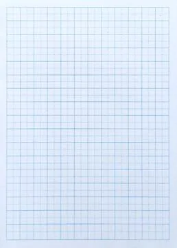 High-angle view of a clean, blank blue grid paper page. Stock Photos