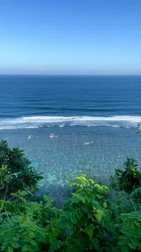 High Angle View of Clear Turquoise Ocean and Coral Reef in Bali Stock Photos