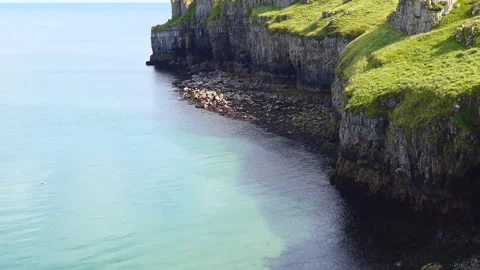 A high angle view of cliffs on the seaside. Stock Footage 168438680