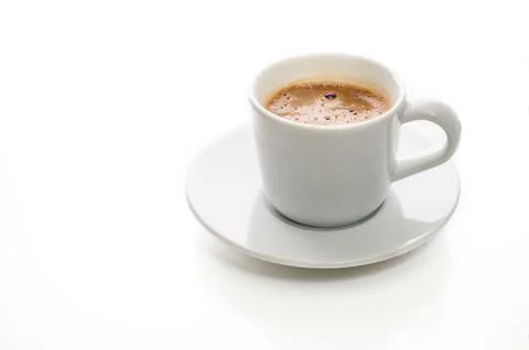 High angle view of coffee cup on white background Stock Photos
