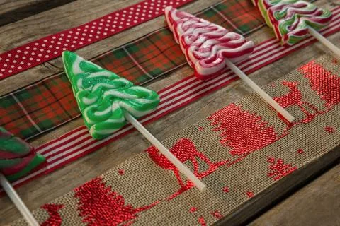 High angle view of colorful mint candies Stock Photos