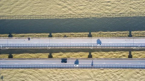 High angle view of concrete bridge across the sea Stock Photos
