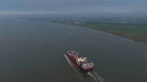 High angle view of container vessel used in global freight logistics Stock Footage 320245834