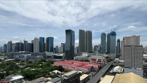 High angle view of corporate towers and skyline in Mandaluyong 4K Stock Footage 337951062