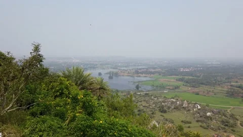 An High angle view of the Countryside and agriculture fields in Hassan, India. Stock Footage 165184589