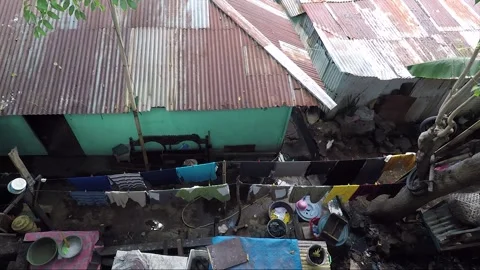 High angle view of the courtyard of the house, Manado, Sulawesi, Indonesia Stock Footage 152392527