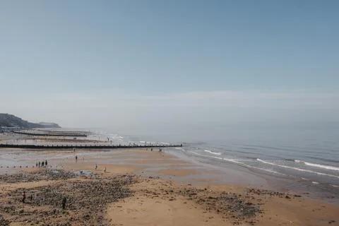 High angle view of the Cromer beach, Norfolk, UK. Stock Photos