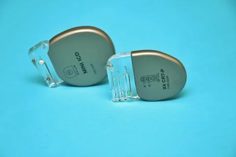 High angle view of an CRT-P device and and an ICD device . Stock Photos