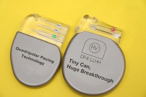 High angle view of a CRT-P device and and an ICD device . Stock Photos