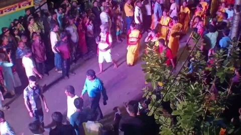 High Angle View of Cultural Dance Performance During Night Rally Vídeos de archivo 334592222