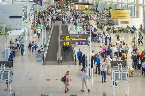 High angle view on the departure gates at Malaga Airport Stock Photos