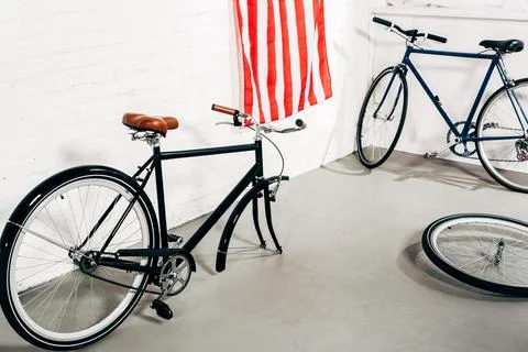 High angle view disassembled bicycle Stock Photos