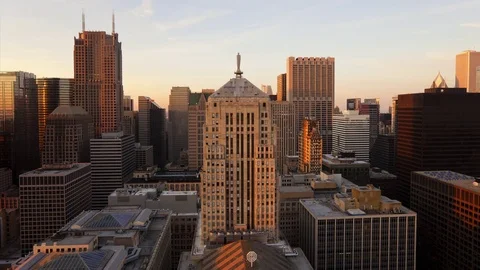 High Angle View of Downtown Chicago as Day Becomes Night Video stock 76791041