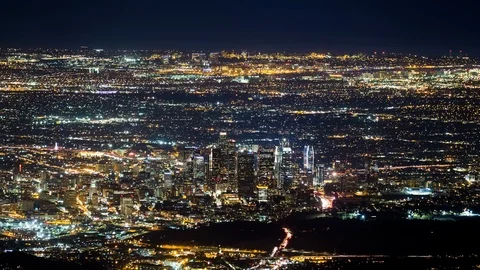 High Angle View of Downtown Los Angeles at Night Video stock 90067516
