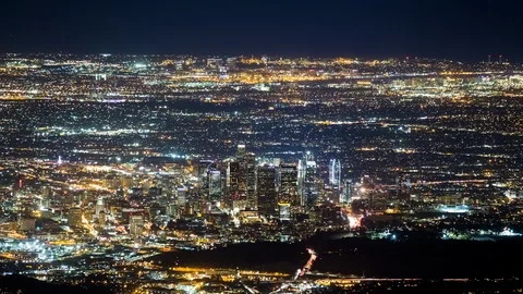 High Angle View of Downtown Los Angeles at Night Video stock 90067825