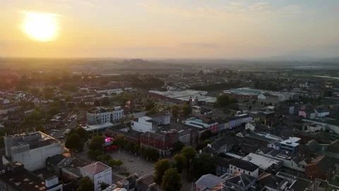 High Angle View of Dundalk Town at Sunset, County Louth, Republic of Ireland Stock Footage 315656984