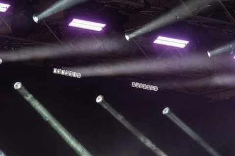 High-angle view of a dynamic concert scene, composed from three time-lapse ph 스톡 사진