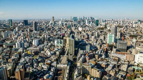 High angle view of Ebisu district and subway line time lapse Stock Footage 118854509
