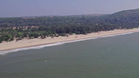 High angle view of eco beach honnavar showcasing scenic coastline and natur.. Stock Footage 339559709