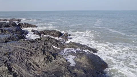 High angle view of eco beach honnavar showcasing scenic coastline and natur.. Stock Footage 339559765