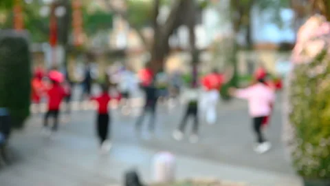 High angle view elder Chinese people doing Tai Ji exercise in a park Video stock 122181994