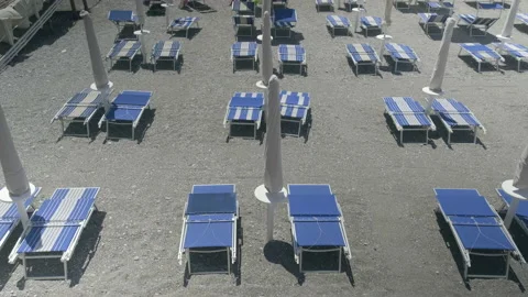High angle view of empty beach beds Video stock 169475346