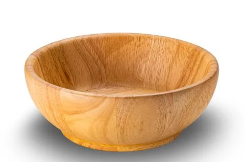 High angle view of empty brown wooden bowl. Stock Photos