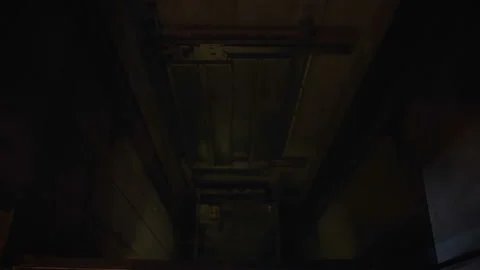 A high angle view of empty modern office building elevator with a transparent 스톡 동영상 94412048