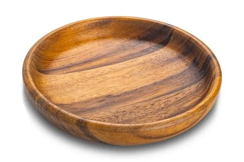 High angle view of empty wooden dish. Stock Photos