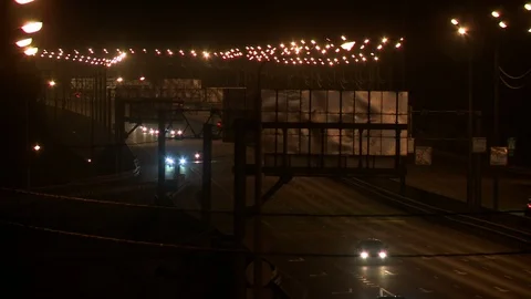 High angle view of an evening city traffic Stock Footage 86976567