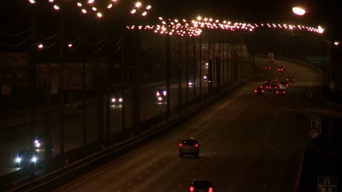 High angle view of an evening city road Stock Footage 86980375