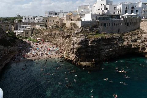 High angle view of the famous lama monachile beach, cala porto Stock Photos