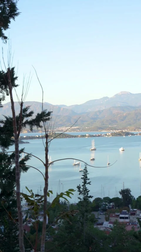 High Angle View of Fethiye Bay and Cityscape Stock Footage 324527171