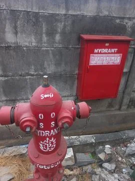 High Angle View of Fire Hydrant System and Box Stock Photos