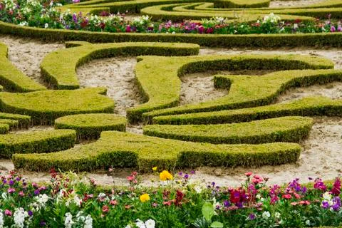 High angle view of a formal garden, Chateau de Versailles, Versailles, Paris, 스톡 사진