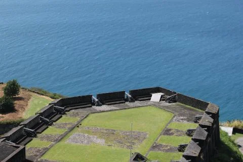 High angle view of fort brimstone hill on the caribbean island of st. kitts Stock Photos