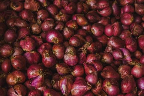 High Angle View of Fresh Red Shallots Background Фото