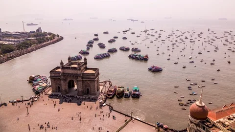 High angle view of the Gateway of India time lapse Vídeo Stock 118857147