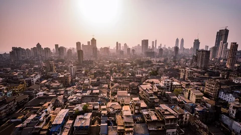 High angle view of Grant Road area in Mumbai downtown time lapse Stock Footage 119138195