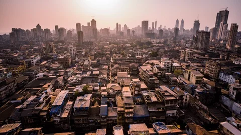 High angle view of Grant Road area in Mumbai downtown time lapse Stock Footage 119138223